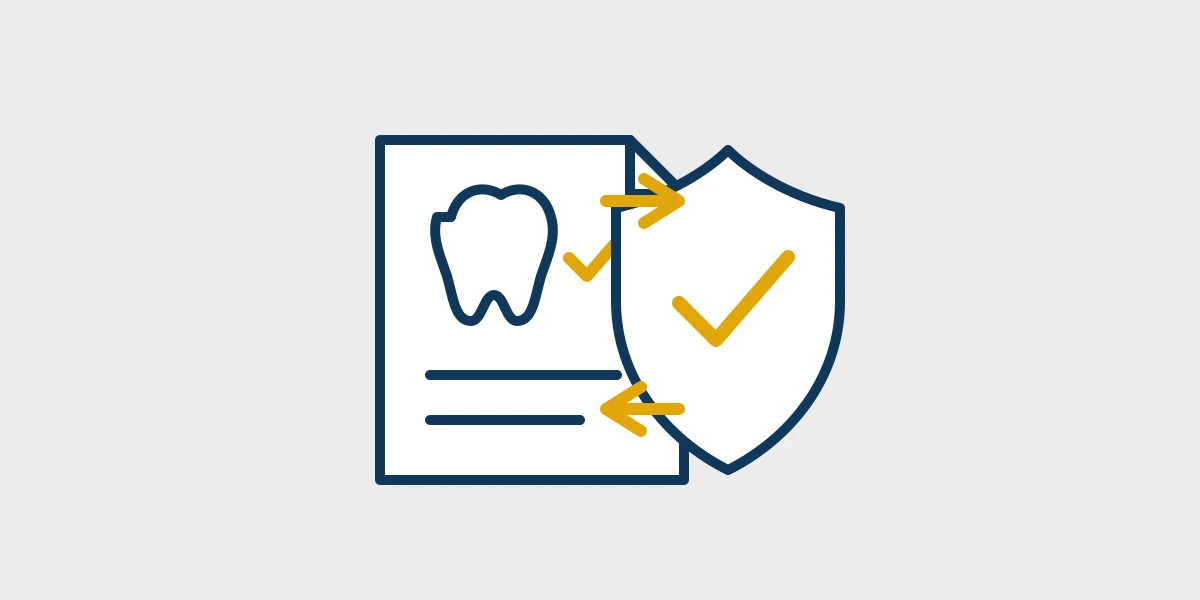 Dental claim form moving between a patient, dental office, and insurance plan