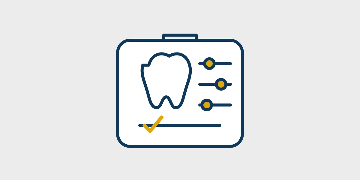 Individual dental care plan represented by a tooth and adjustable controls